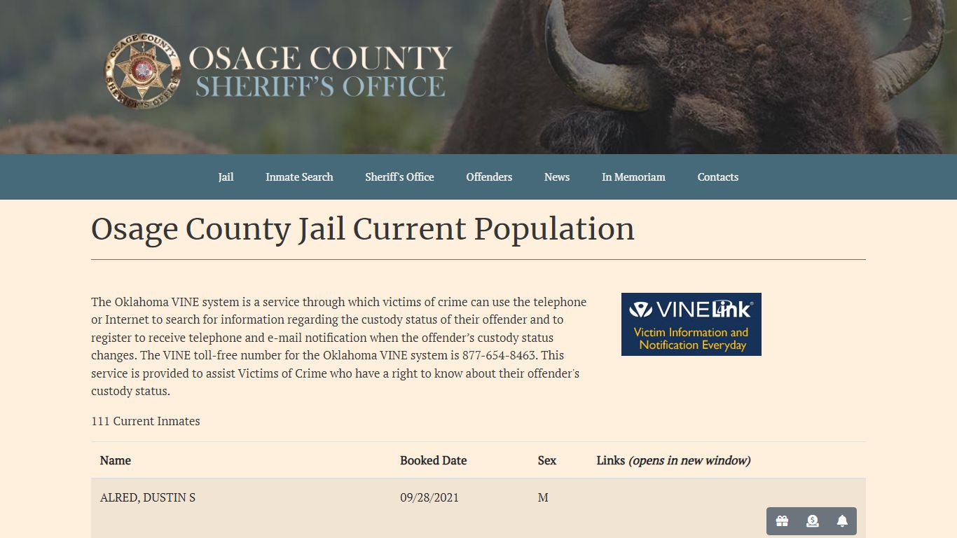 Current Population - Osage County Sheriff's Office OK